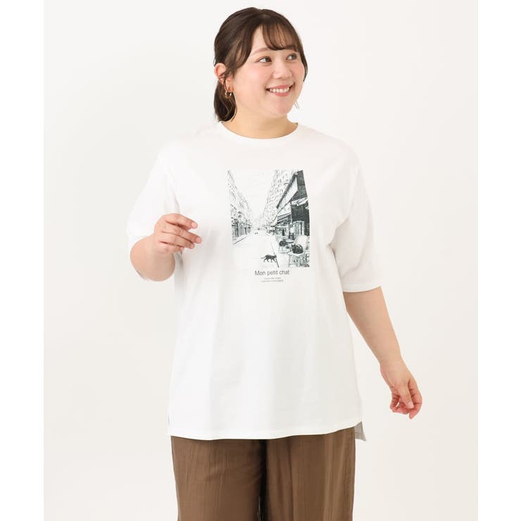 【大きいサイズ/接触冷感/UVカット】ネコプリントTシャツ | eur3 | 詳細画像2 