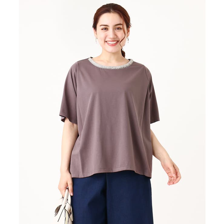 【大きいサイズ】ビジューネックTシャツ | eur3 | 詳細画像12 