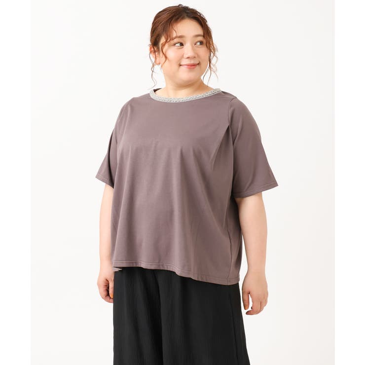 【大きいサイズ】ビジューネックTシャツ | eur3 | 詳細画像15 