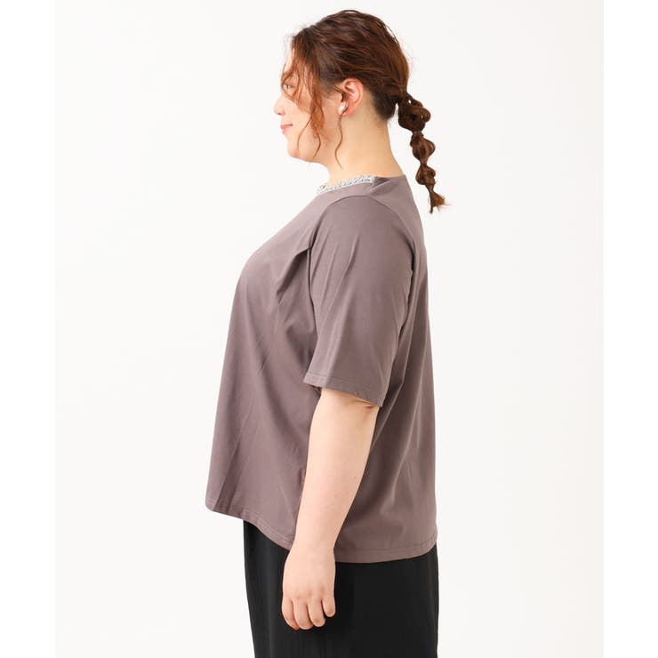 【大きいサイズ】ビジューネックTシャツ | eur3 | 詳細画像17 
