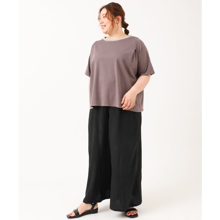 【大きいサイズ】ビジューネックTシャツ | eur3 | 詳細画像24 