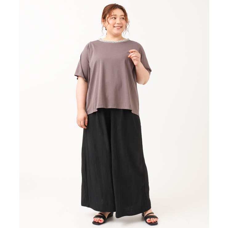 【大きいサイズ】ビジューネックTシャツ | eur3 | 詳細画像25 