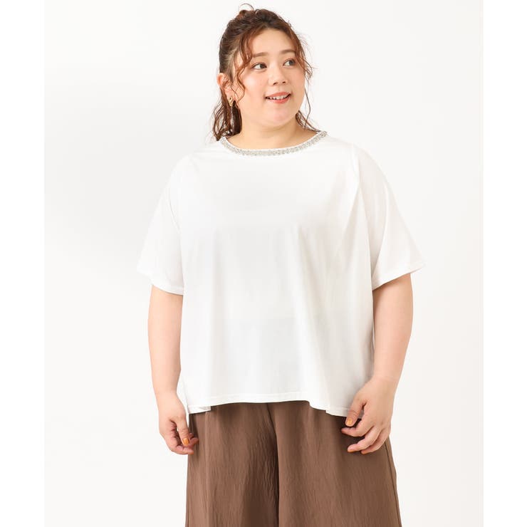 【大きいサイズ】ビジューネックTシャツ | eur3 | 詳細画像5 