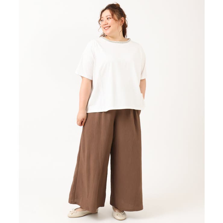 【大きいサイズ】ビジューネックTシャツ | eur3 | 詳細画像8 