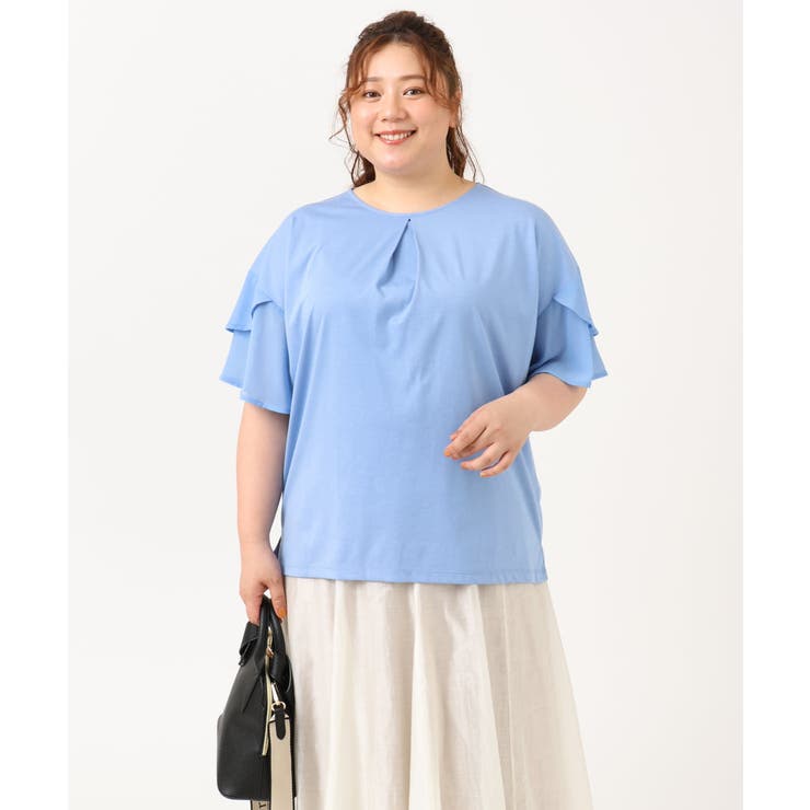【大きいサイズ/a.v.v×eur3】シフォンケープカットソー | eur3 | 詳細画像5 