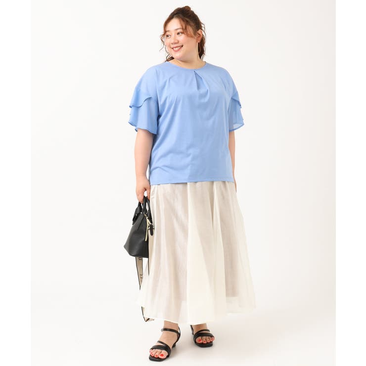 【大きいサイズ/a.v.v×eur3】シフォンケープカットソー | eur3 | 詳細画像8 