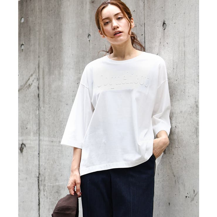 ホワイト(90) | 【大きいサイズ】エンボスロゴTシャツ | eur3