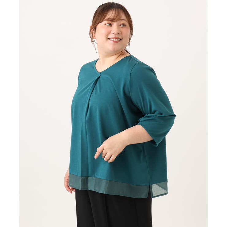 【大きいサイズ/接触冷感/UVカット】Vネック裾シア―カットソー | eur3 | 詳細画像11 
