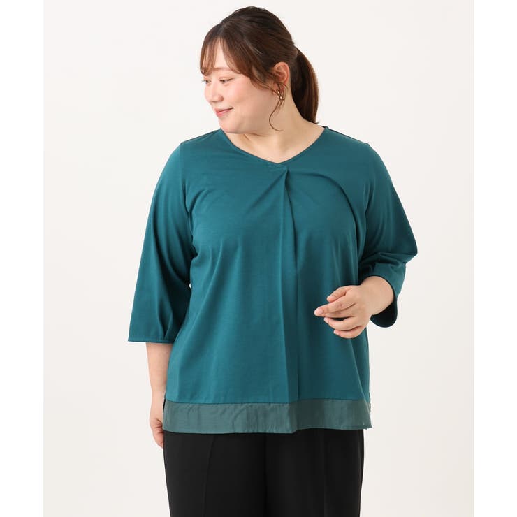 【大きいサイズ/接触冷感/UVカット】Vネック裾シア―カットソー | eur3 | 詳細画像12 