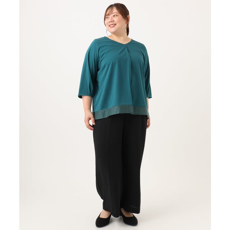【大きいサイズ/接触冷感/UVカット】Vネック裾シア―カットソー | eur3 | 詳細画像13 