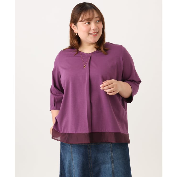 【大きいサイズ/接触冷感/UVカット】Vネック裾シア―カットソー | eur3 | 詳細画像19 