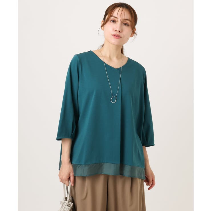 【大きいサイズ/接触冷感/UVカット】Vネック裾シア―カットソー | eur3 | 詳細画像2 
