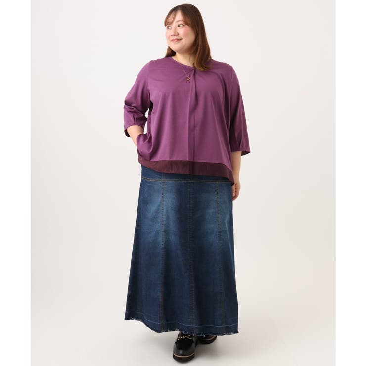 【大きいサイズ/接触冷感/UVカット】Vネック裾シア―カットソー | eur3 | 詳細画像20 