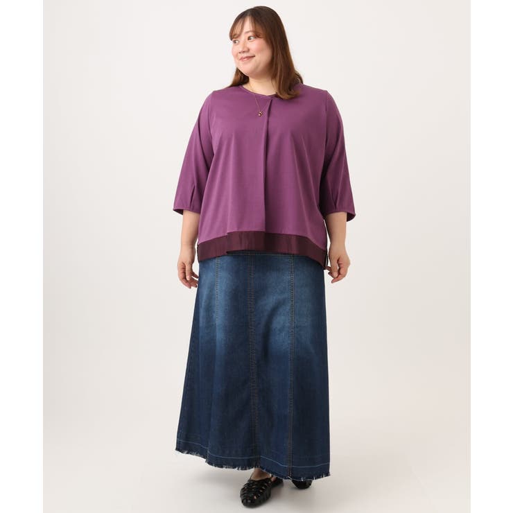 【大きいサイズ/接触冷感/UVカット】Vネック裾シア―カットソー | eur3 | 詳細画像21 