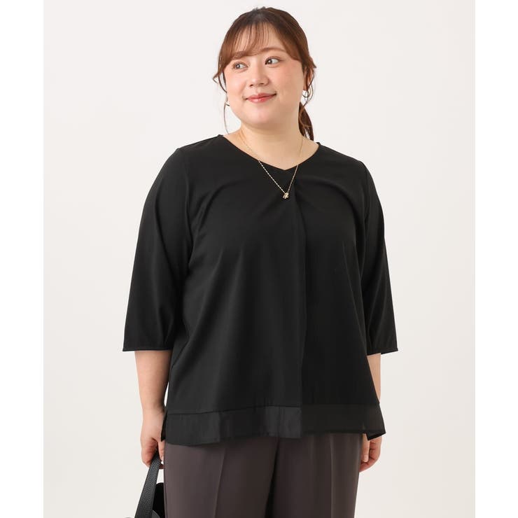 【大きいサイズ/接触冷感/UVカット】Vネック裾シア―カットソー | eur3 | 詳細画像22 