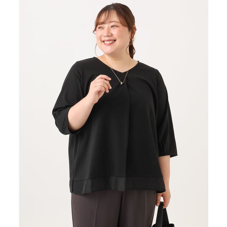 【大きいサイズ/接触冷感/UVカット】Vネック裾シア―カットソー | eur3 | 詳細画像23 