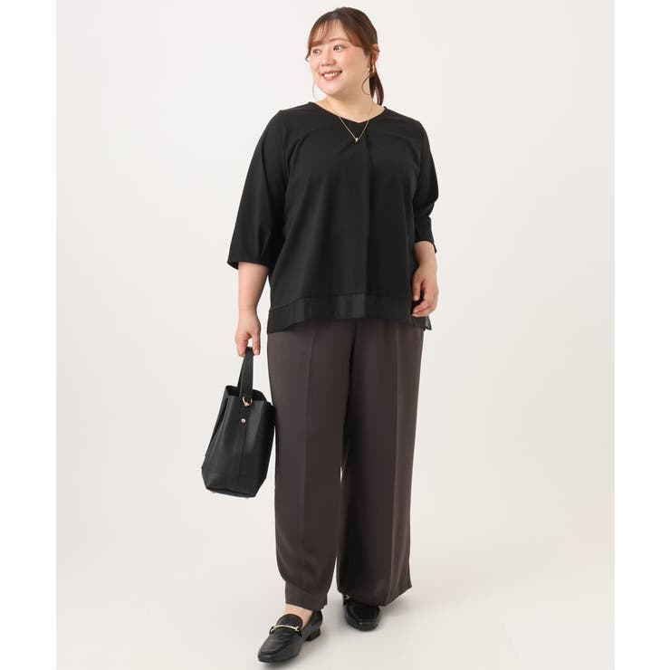 【大きいサイズ/接触冷感/UVカット】Vネック裾シア―カットソー | eur3 | 詳細画像24 