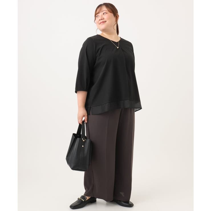 【大きいサイズ/接触冷感/UVカット】Vネック裾シア―カットソー | eur3 | 詳細画像25 