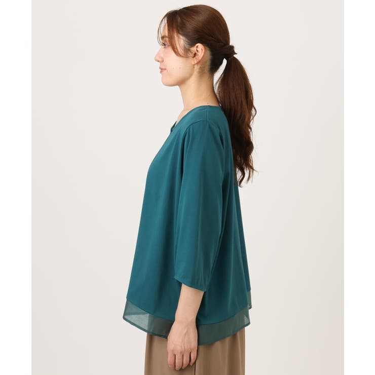 【大きいサイズ/接触冷感/UVカット】Vネック裾シア―カットソー | eur3 | 詳細画像3 