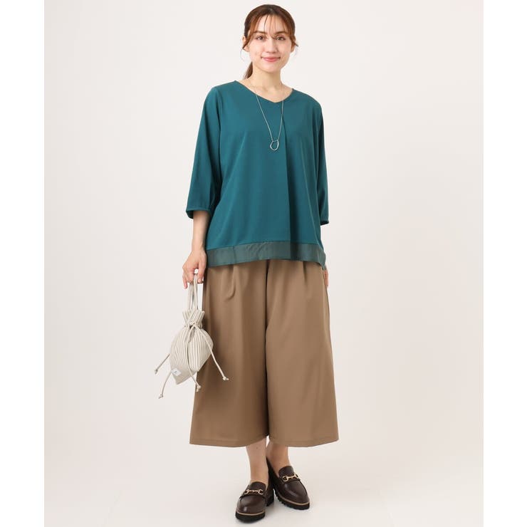 【大きいサイズ/接触冷感/UVカット】Vネック裾シア―カットソー | eur3 | 詳細画像9 