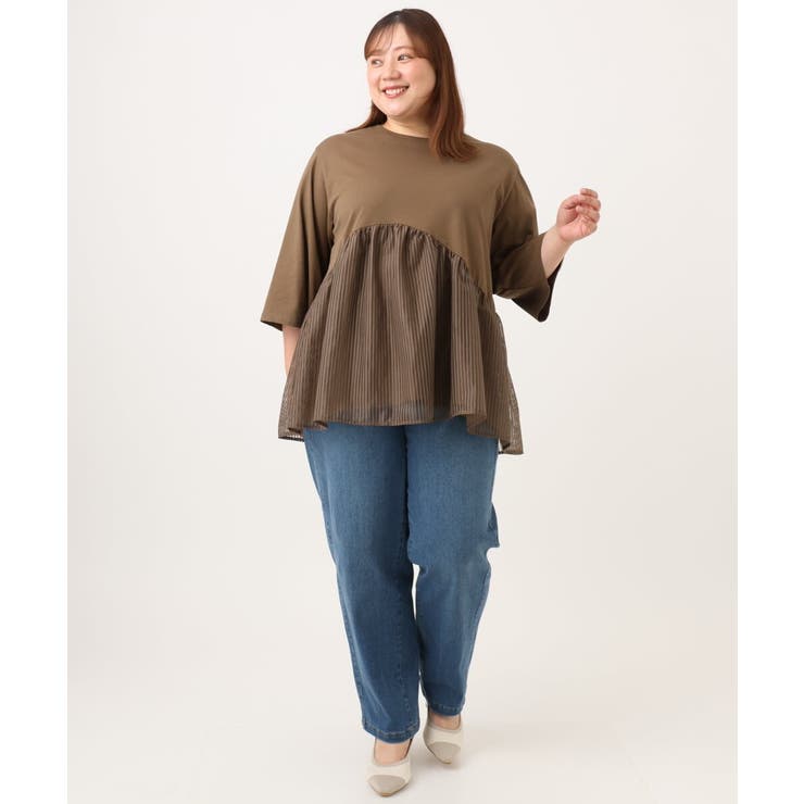 【大きいサイズ/LAVEANGE×eur3】チュール切り替えジャージートップス | eur3 | 詳細画像11 