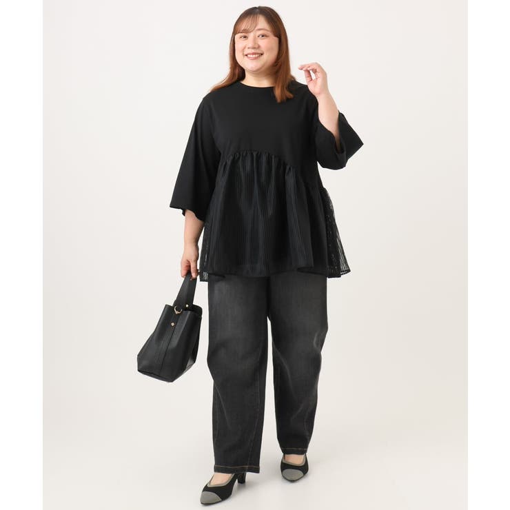 【大きいサイズ/LAVEANGE×eur3】チュール切り替えジャージートップス | eur3 | 詳細画像14 