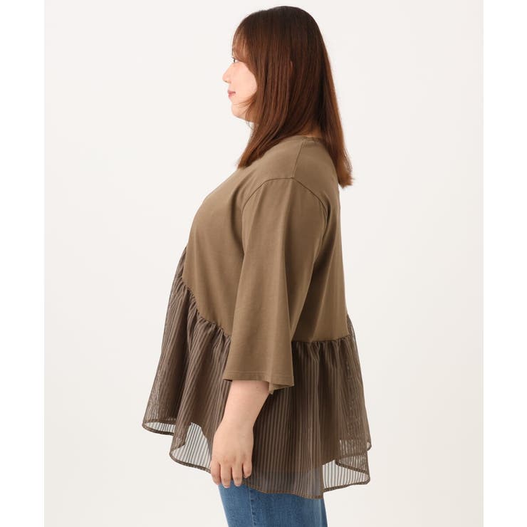 【大きいサイズ/LAVEANGE×eur3】チュール切り替えジャージートップス | eur3 | 詳細画像4 