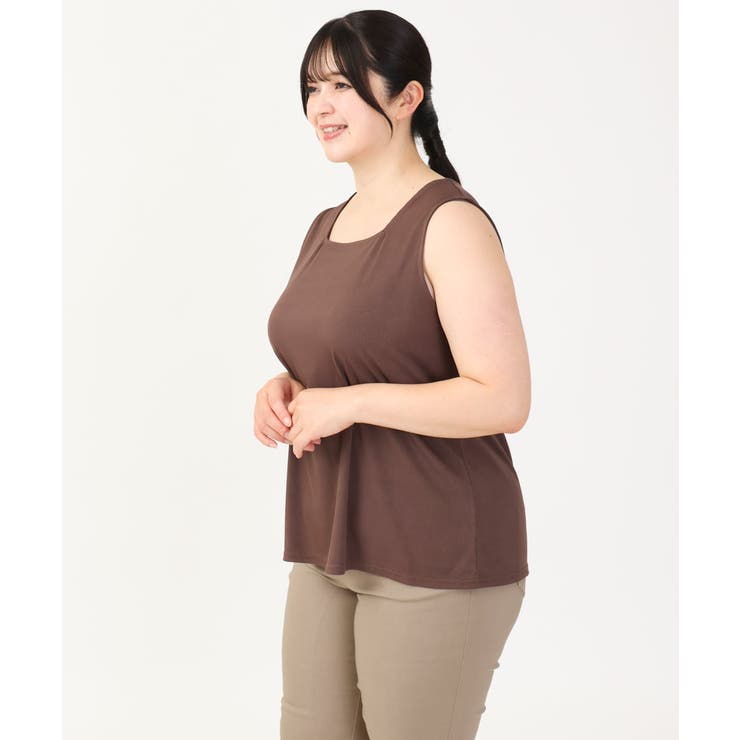 【大きいサイズ/接触冷感】スクエアネックタンクトップ | eur3 | 詳細画像2 