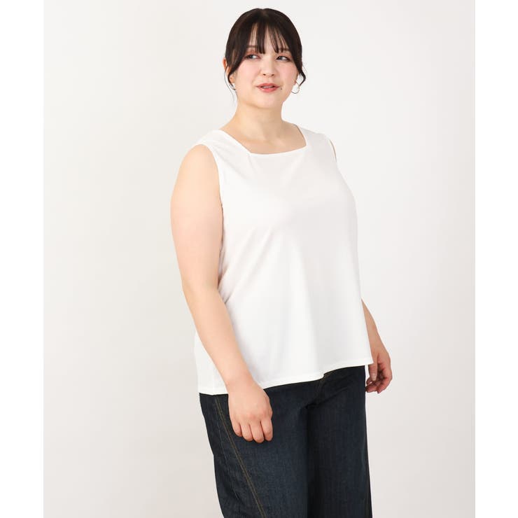 【大きいサイズ/接触冷感】スクエアネックタンクトップ | eur3 | 詳細画像4 