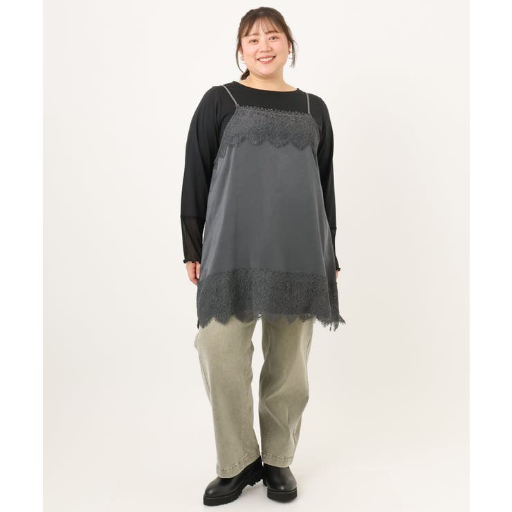 【大きいサイズ】レースキャミ×袖シア―トップスセット | eur3 | 詳細画像32 