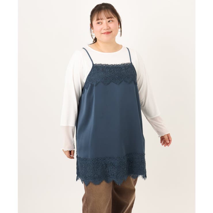 【大きいサイズ】レースキャミ×袖シア―トップスセット | eur3 | 詳細画像7 