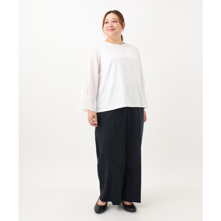 【大きいサイズ】シャドーストライプコンビトップス | eur3 | 詳細画像19 