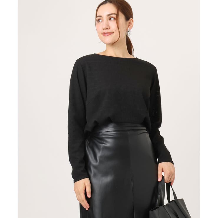 ブラック(94) | 【大きいサイズ】ぽこぽこシャーリングトップス | eur3