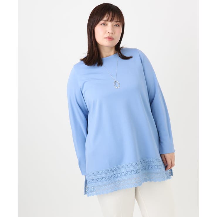 【大きいサイズ/a.v.v×eur3】ポンチ裾レーストップス | eur3 | 詳細画像1 