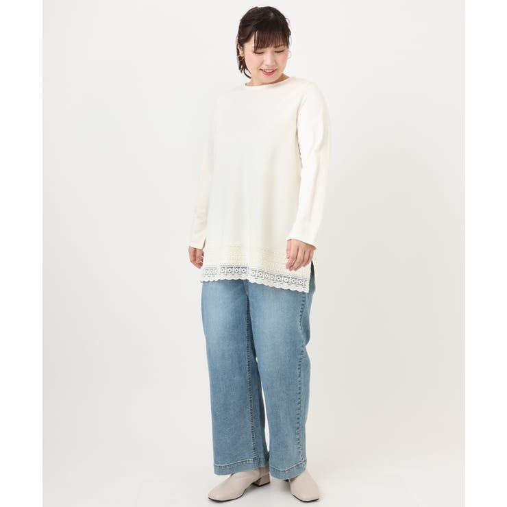 【大きいサイズ/a.v.v×eur3】ポンチ裾レーストップス | eur3 | 詳細画像15 