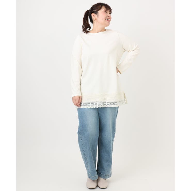 【大きいサイズ/a.v.v×eur3】ポンチ裾レーストップス | eur3 | 詳細画像16 