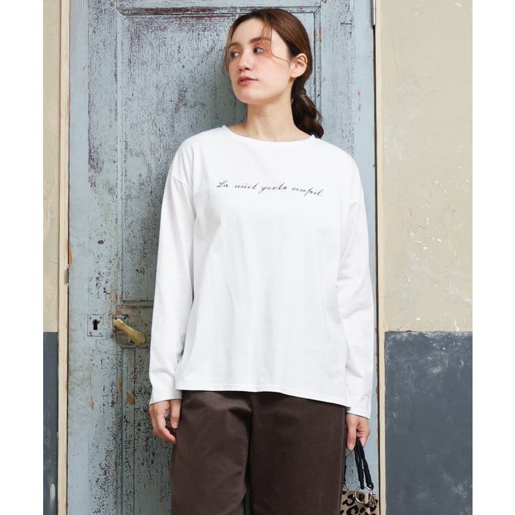 【大きいサイズ】コットンロゴ長袖Tシャツ | eur3 | 詳細画像2 