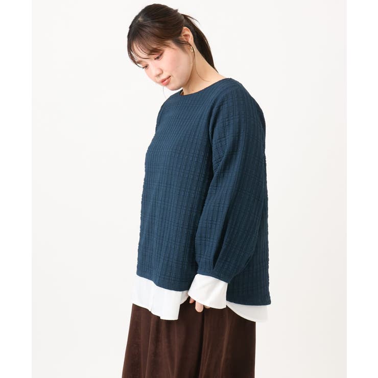 【大きいサイズ】千鳥ジャカードカットソー | eur3 | 詳細画像2 
