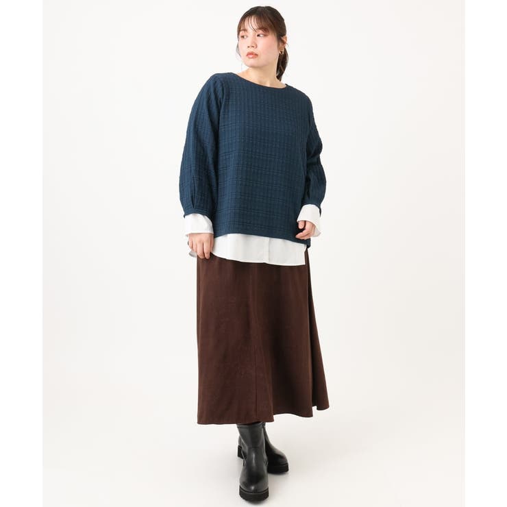 【大きいサイズ】千鳥ジャカードカットソー | eur3 | 詳細画像9 