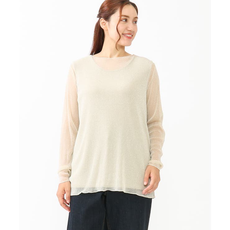 アイボリー(80) | 【大きいサイズ】シアーラメカットソー | eur3