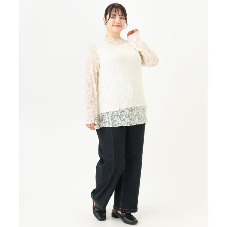 【大きいサイズ】ストレッチレーストップス | eur3 | 詳細画像12 