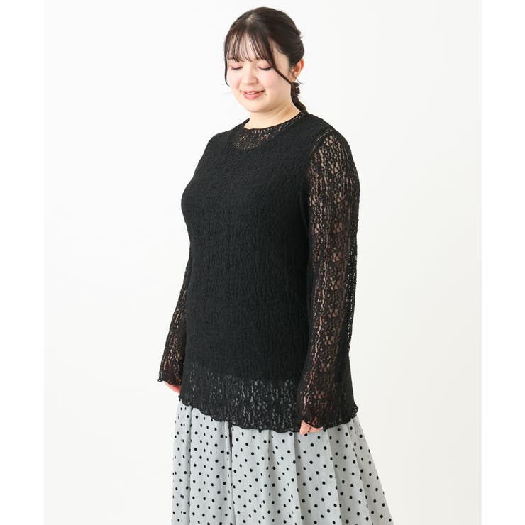 【大きいサイズ】ストレッチレーストップス | eur3 | 詳細画像16 