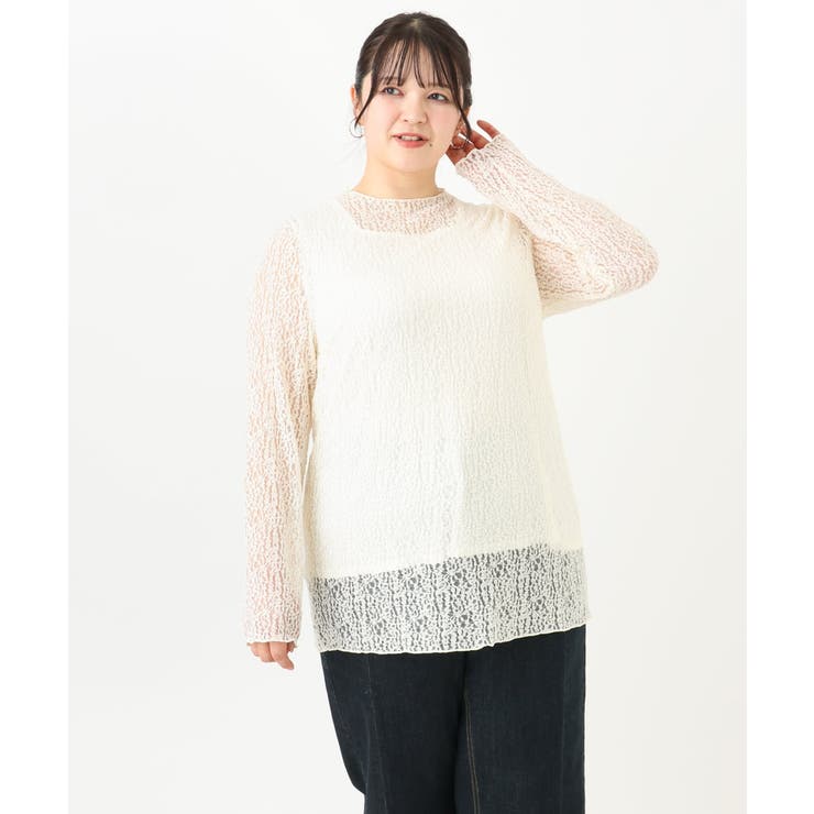 【大きいサイズ】ストレッチレーストップス | eur3 | 詳細画像5 