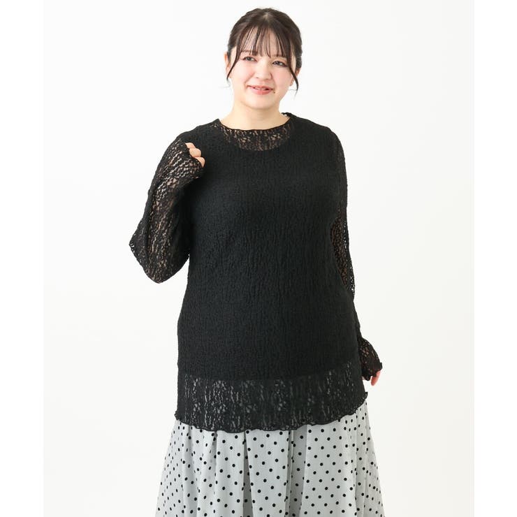 【大きいサイズ】ストレッチレーストップス | eur3 | 詳細画像11 