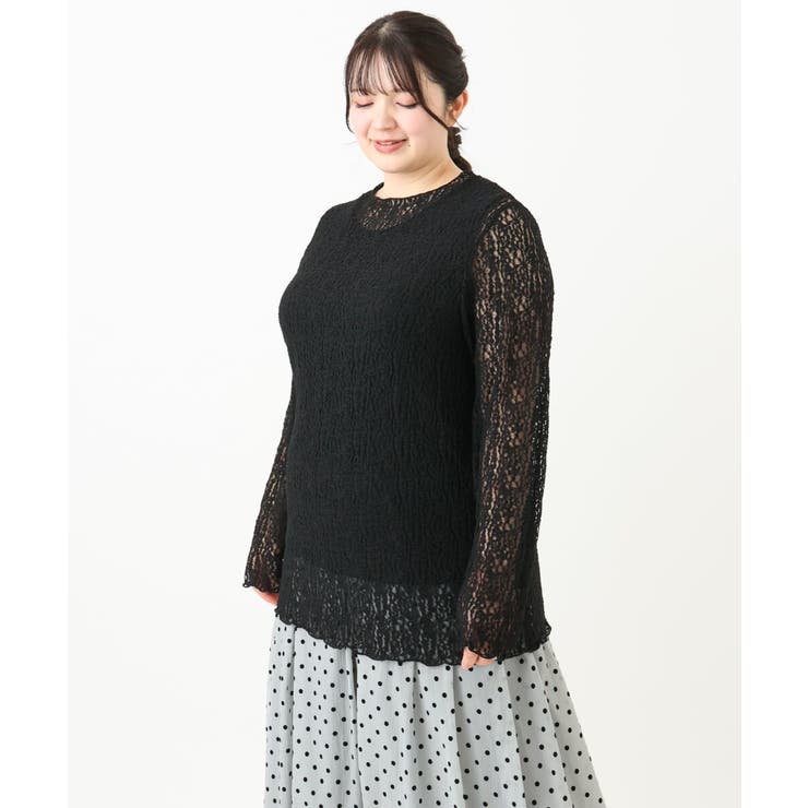 【大きいサイズ】ストレッチレーストップス | eur3 | 詳細画像12 