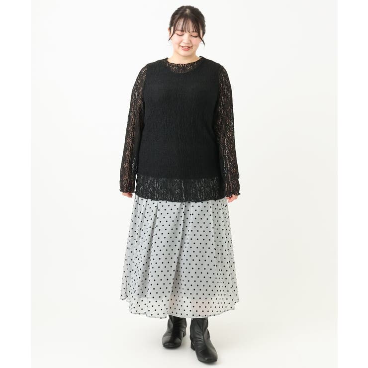 【大きいサイズ】ストレッチレーストップス | eur3 | 詳細画像14 