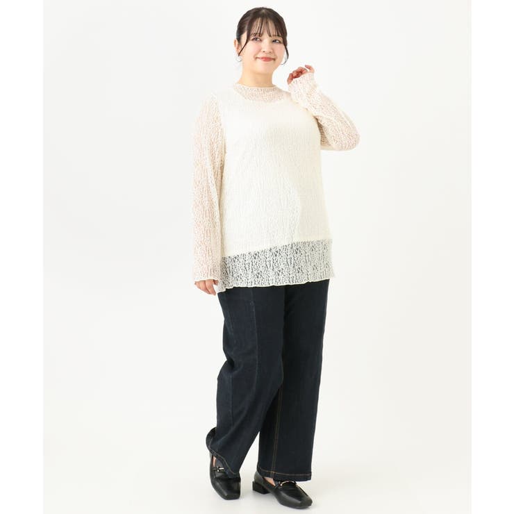 【大きいサイズ】ストレッチレーストップス | eur3 | 詳細画像9 