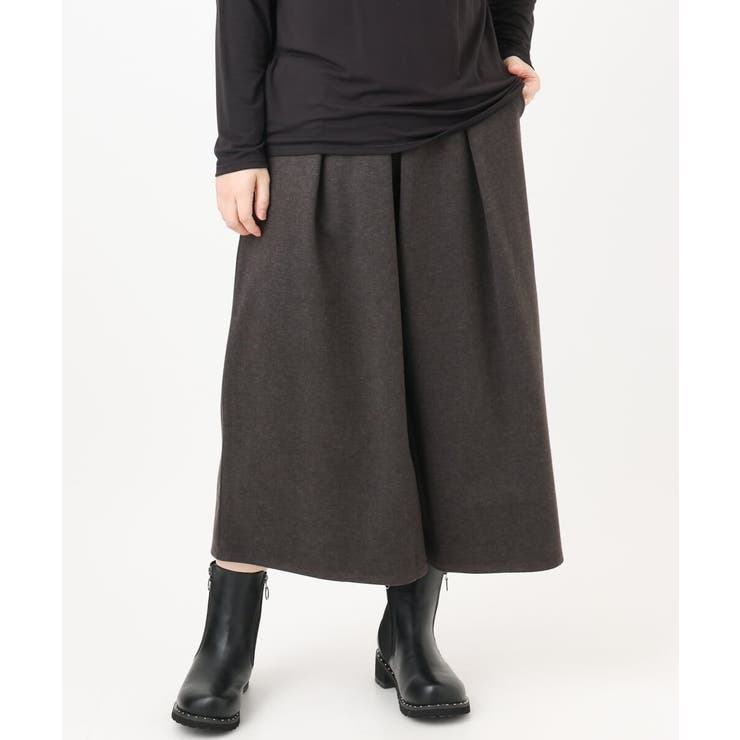 ダークグレー(93) | 【大きいサイズ】ウール調キュロットパンツ | eur3