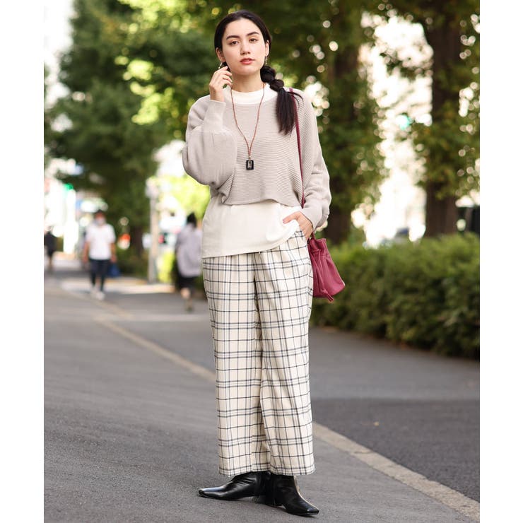 【大きいサイズ/a.v.v×eur3】チェック柄ワイドストレートパンツ | eur3 | 詳細画像15 