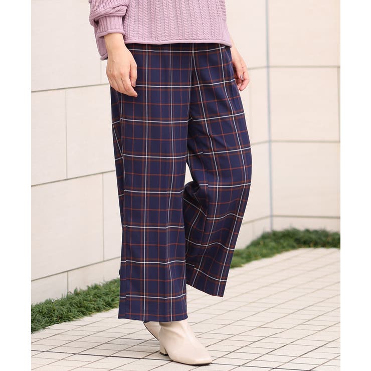 【大きいサイズ/a.v.v×eur3】チェック柄ワイドストレートパンツ | eur3 | 詳細画像2 